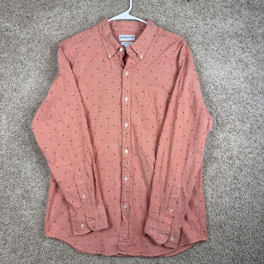 Saddlebred Long Sleeve Tailored Fit Button Up Shirt Mens Size XL